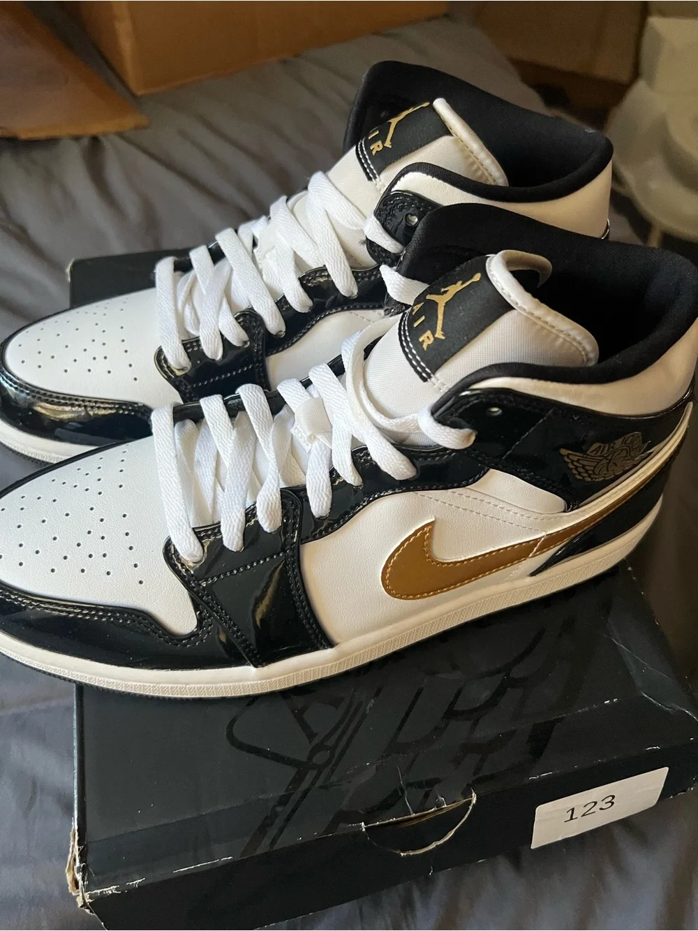 Jordan 1 High White Metallic Black Sneakers